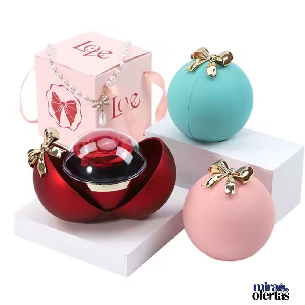 Regalo Romántico Rosa Eterna con Collar “Te Amo en 100 Idiomas” – Caja de Regalo Incluida