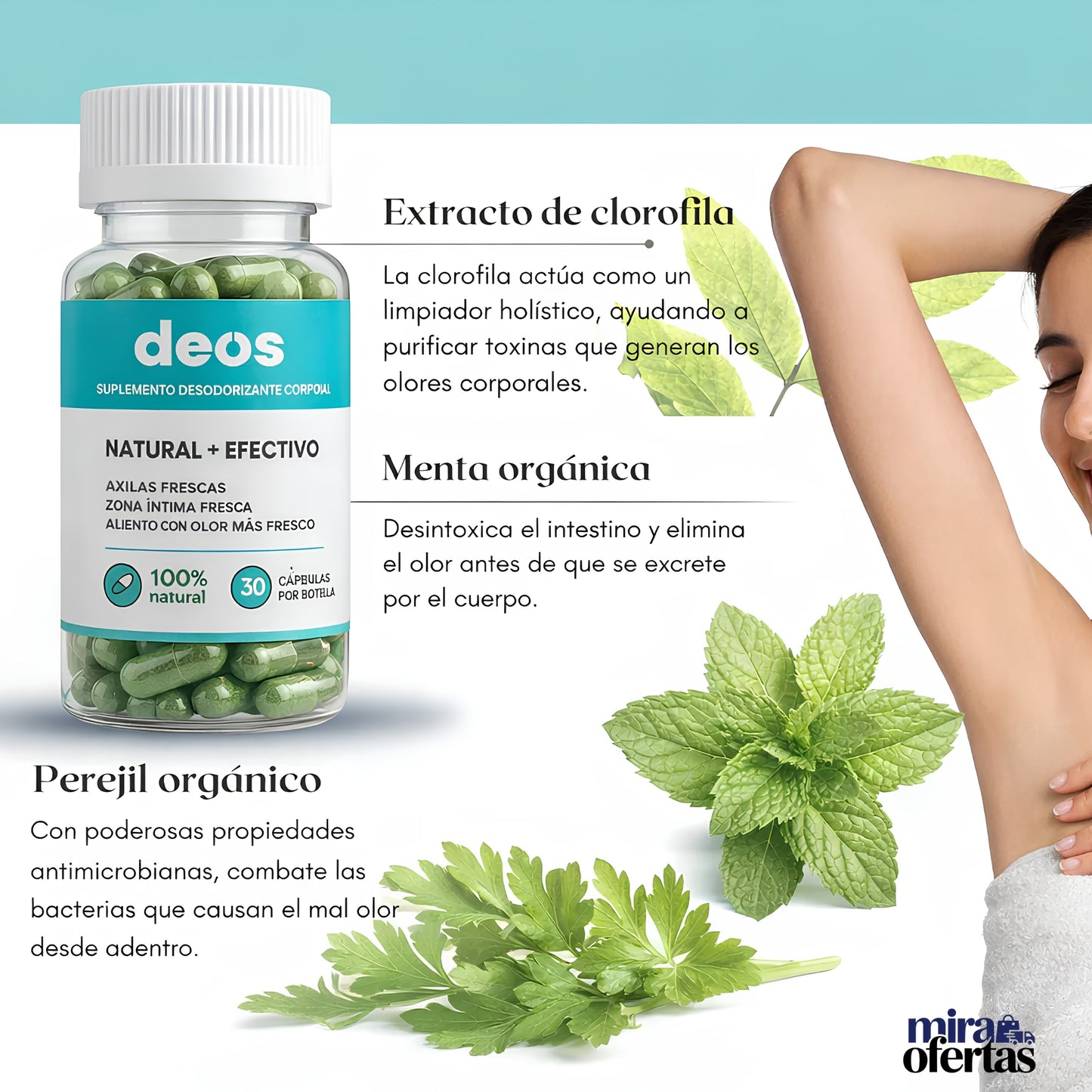 Cápsulas DEOS para el Mal Olor Corporal | Frescura y Confianza Todos los Días
