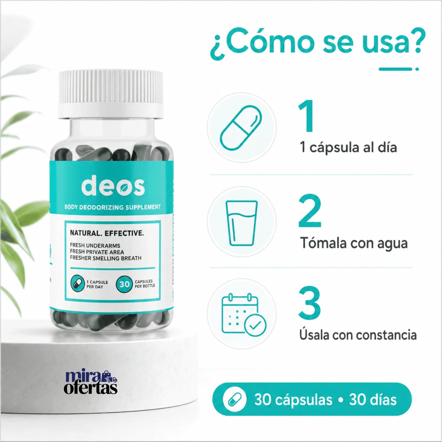 Cápsulas DEOS para el Mal Olor Corporal | Frescura y Confianza Todos los Días