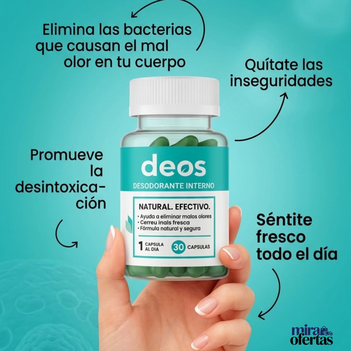 Cápsulas DEOS para el Mal Olor Corporal | Frescura y Confianza Todos los Días