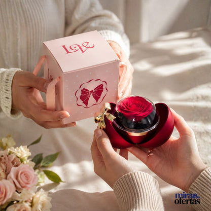 Regalo Romántico Rosa Eterna con Collar “Te Amo en 100 Idiomas” – Caja de Regalo Incluida