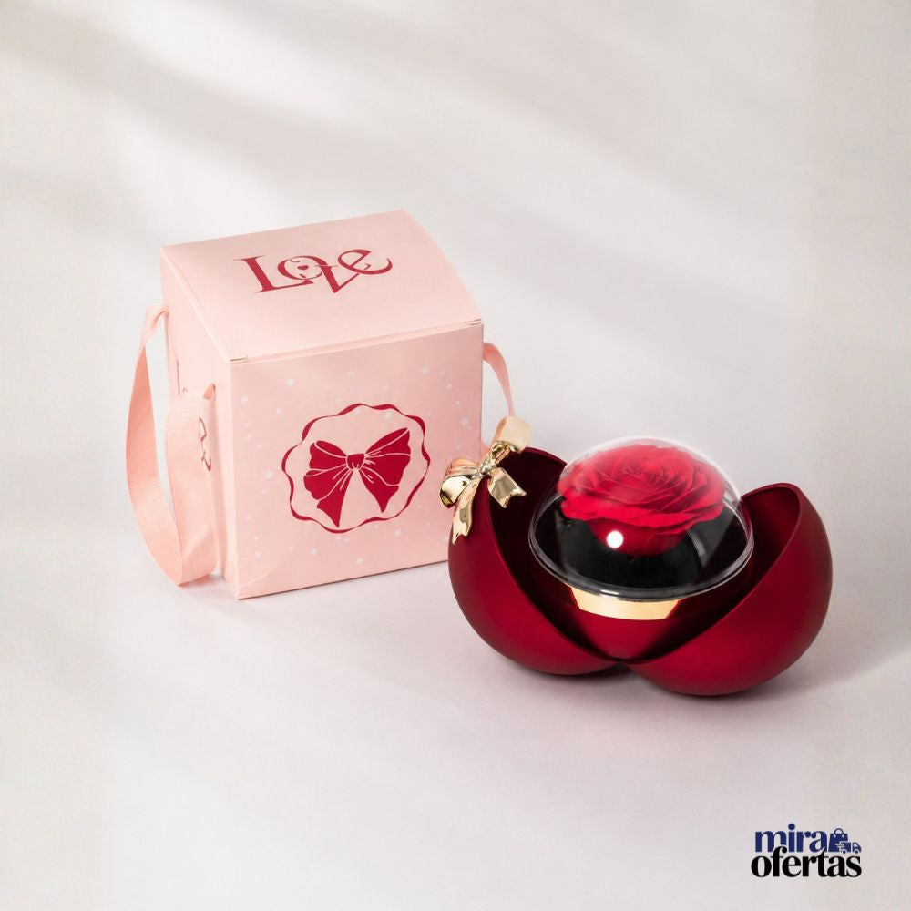 Regalo Romántico Rosa Eterna con Collar “Te Amo en 100 Idiomas” – Caja de Regalo Incluida